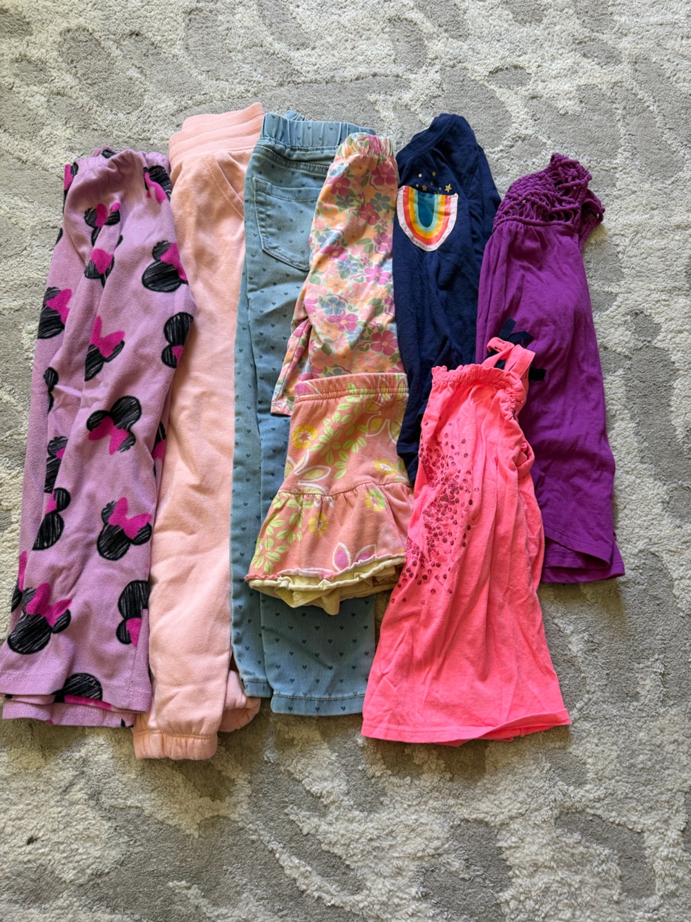 Girls Pink Floral and Solid Mix Kids Bottoms & Tops Multi-Pack